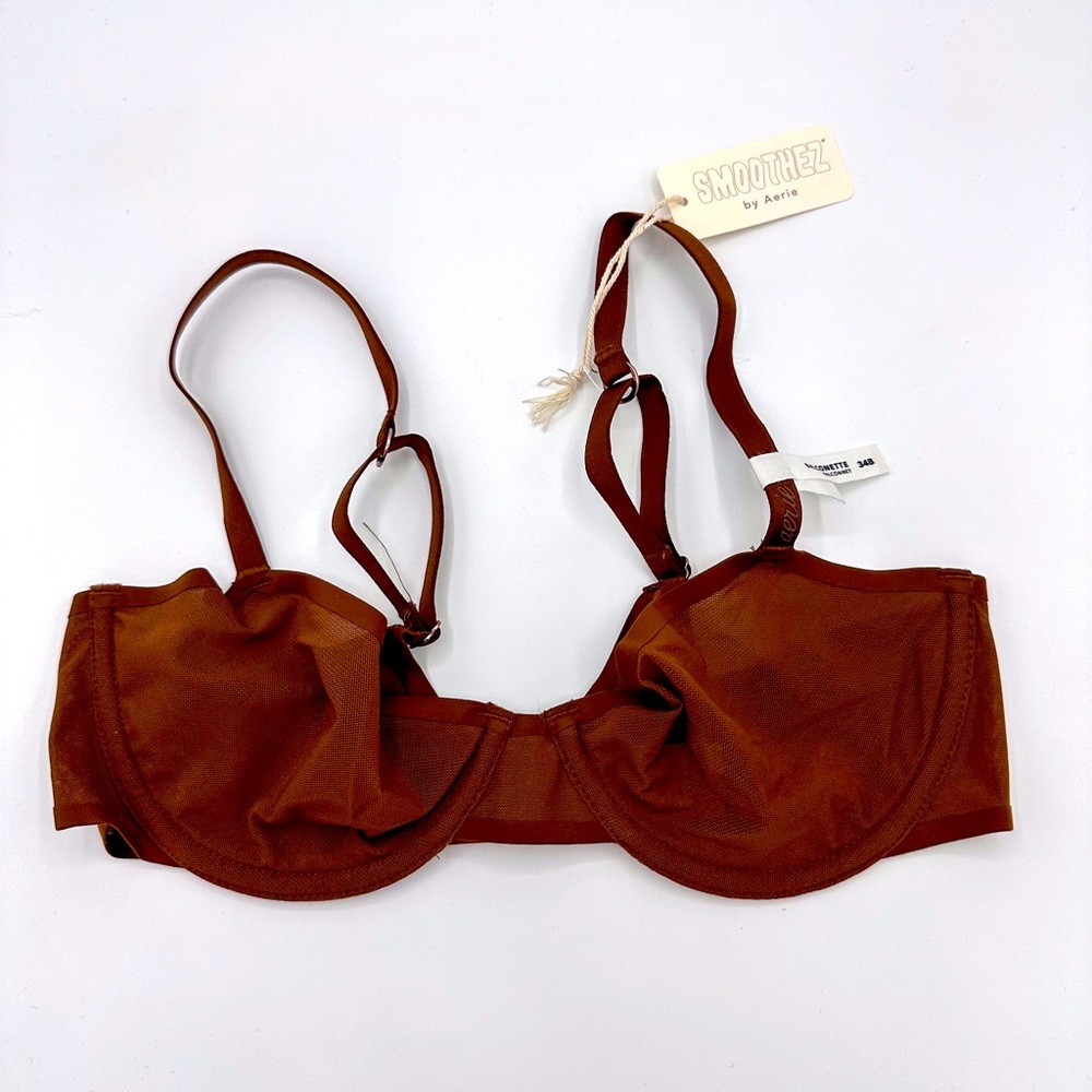 Aerie Smoothez Brown Unlined Mesh Balconette Bra - Picture 2 of 8